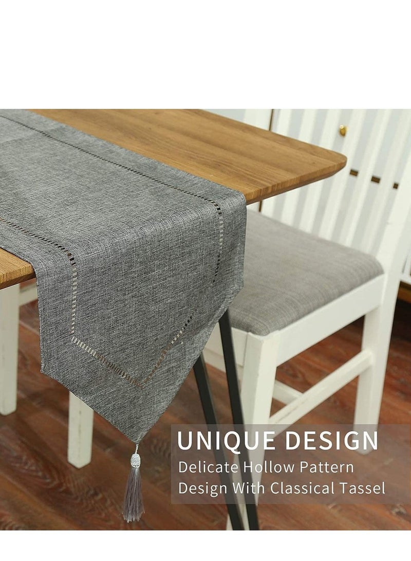 KASTWAVE Decorative Linen Table Runner with Tassels Tabletop Collection Table Runners for Everyday Dining Wedding Party Holiday Home Decor - Image 2