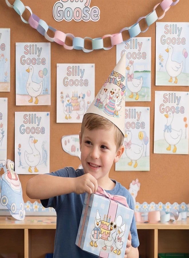 Glenmal 24 Pcs Silly Goose Birthday Party Hats Classroom Happy Birthday Decorations for Students Pre-assembled Cone Hats Pastel Photo Props for 1st Silly Goose Themed Party Supplies(Classic) - Image 4