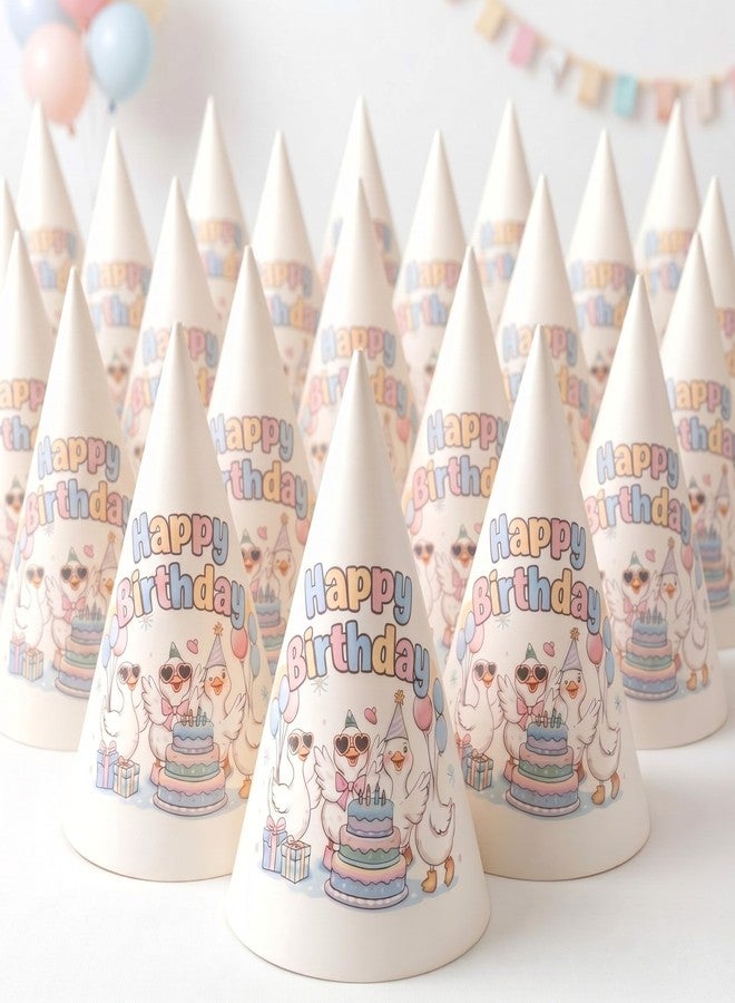 Glenmal 24 Pcs Silly Goose Birthday Party Hats Classroom Happy Birthday Decorations for Students Pre-assembled Cone Hats Pastel Photo Props for 1st Silly Goose Themed Party Supplies(Classic) - Image 1
