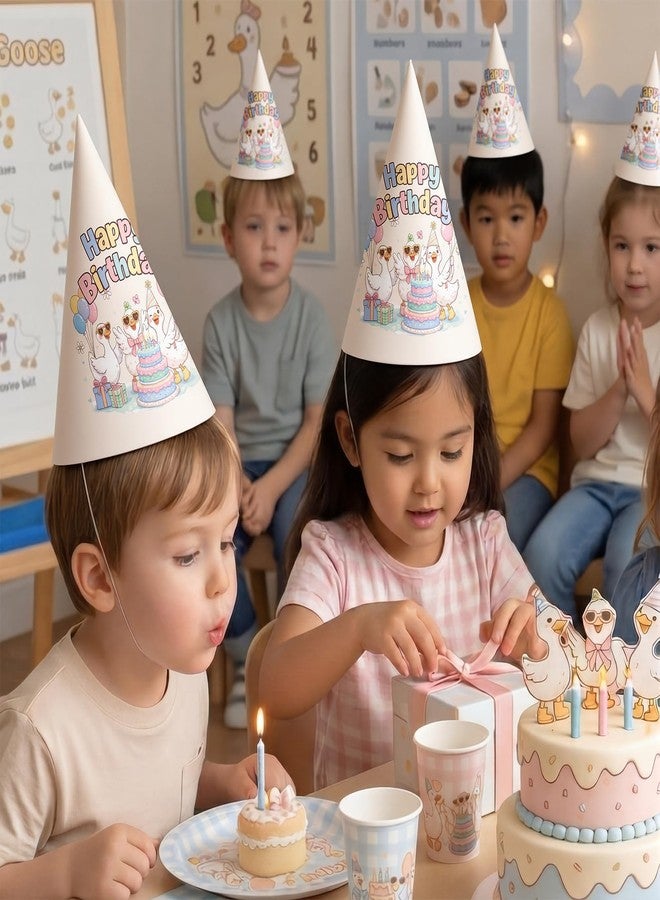 Glenmal 24 Pcs Silly Goose Birthday Party Hats Classroom Happy Birthday Decorations for Students Pre-assembled Cone Hats Pastel Photo Props for 1st Silly Goose Themed Party Supplies(Classic) - Image 2