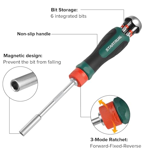STARTRUAL 43-Piece Ratcheting Flexible Screwdriver Set, Premium S2 Bits, Flexible extension and Adapter with Storage Case for DIY, Home Repair, Computer, Bicycle for Tight Spaces - Image 4