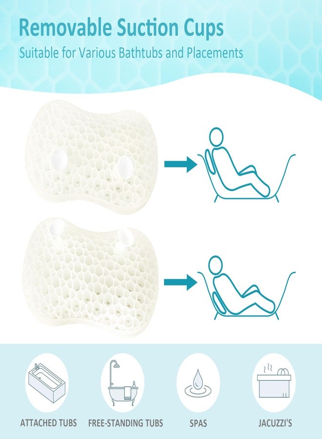 Sunlit Bath Jello Gel Bath Pillows, Lumbar Pillow for Bathtub, Back Support Pillow, Gel Pillow with Non-Slip Suction Cups for Lumbar, Back Rest Support, Fits Curved or Straight Back Tubs, White - Image 5
