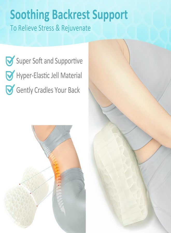 Sunlit Bath Jello Gel Bath Pillows, Lumbar Pillow for Bathtub, Back Support Pillow, Gel Pillow with Non-Slip Suction Cups for Lumbar, Back Rest Support, Fits Curved or Straight Back Tubs, White - Image 2