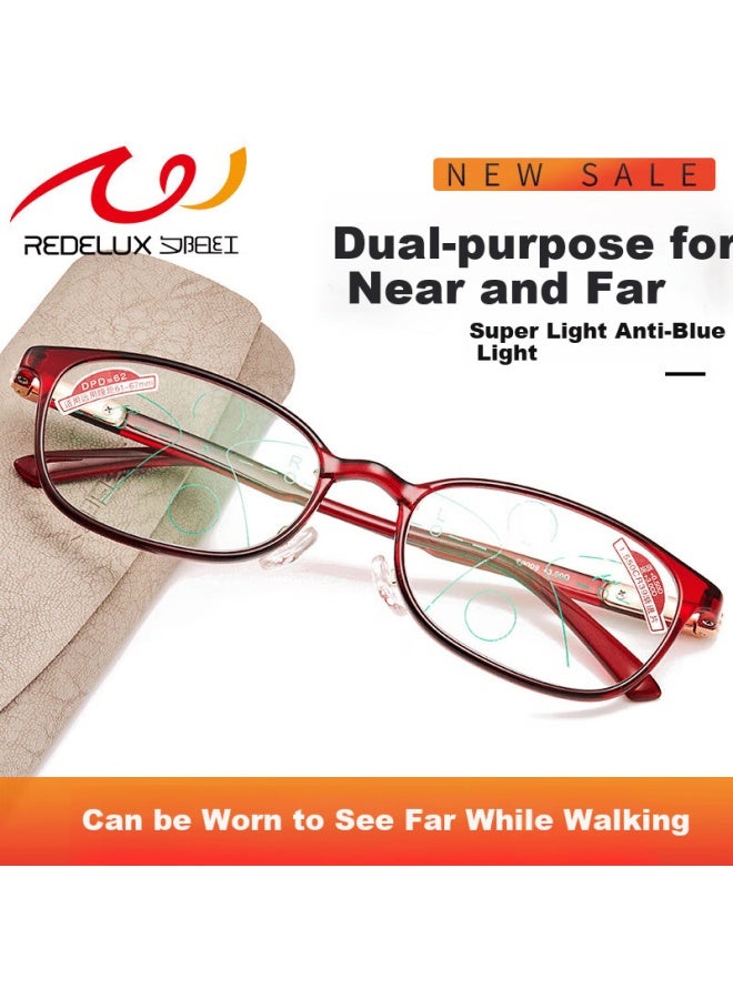 Sunset Red Xiyanghong Reading Gl For Men And Women, Bifocal Anti-blue Light Zoomable Business Fashion High Definition Gl For Elderly E9009 2.0 Diopter - Image 1
