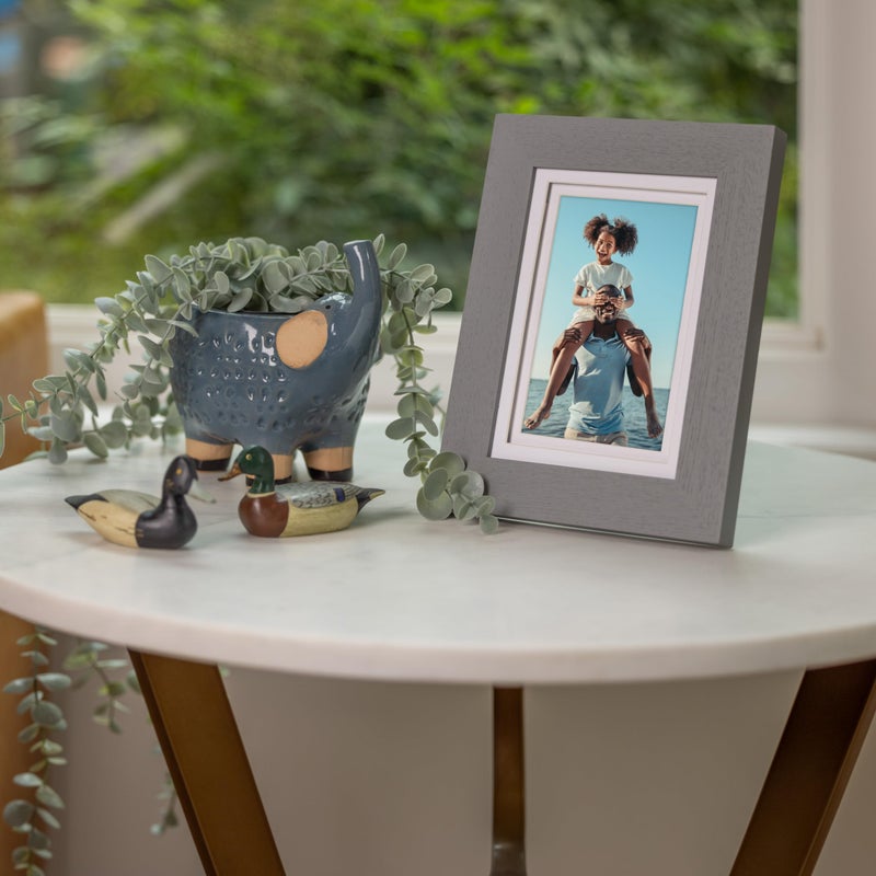 Gallery Solutions - 5"x7" Flat Grey Wall Frame - Double White Mat - Tabletop/Wall Mount Display - Perfect Fit for 4"x6" Photos - Versatile Mounting Options - Rectangular Wall Mount - Image 2
