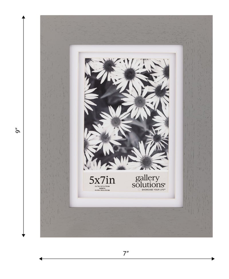 Gallery Solutions - 5"x7" Flat Grey Wall Frame - Double White Mat - Tabletop/Wall Mount Display - Perfect Fit for 4"x6" Photos - Versatile Mounting Options - Rectangular Wall Mount - Image 3