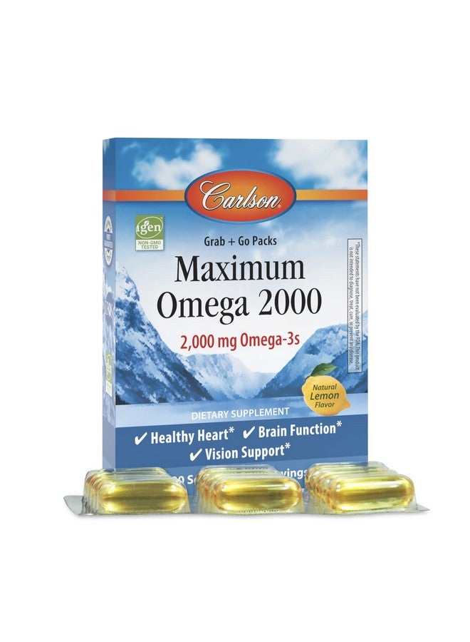 كارلسون - عبوة ماكسيموم أوميجا 2000 جراب + جو، 2000 مجم أوميجا 3، مكمل زيت السمك البري النرويجي، كبسولات زيت السمك ذات المصدر المستدام، ليمون، عبوة من 30 كبسولة هلامية - Image 1