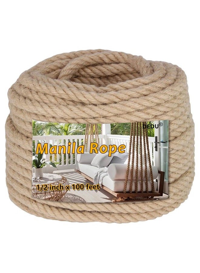 DEDU 1/2" X 100' Treated Manila Rope Boat Docks Tree Farm Dock Deck - Image 1