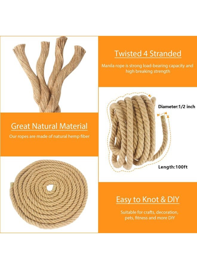 DEDU 1/2" X 100' Treated Manila Rope Boat Docks Tree Farm Dock Deck - Image 4