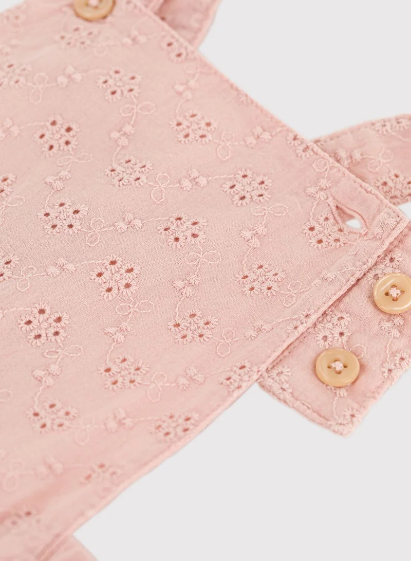 Petit Bateau Kids Broderie Anglaise Dungaree Shorts