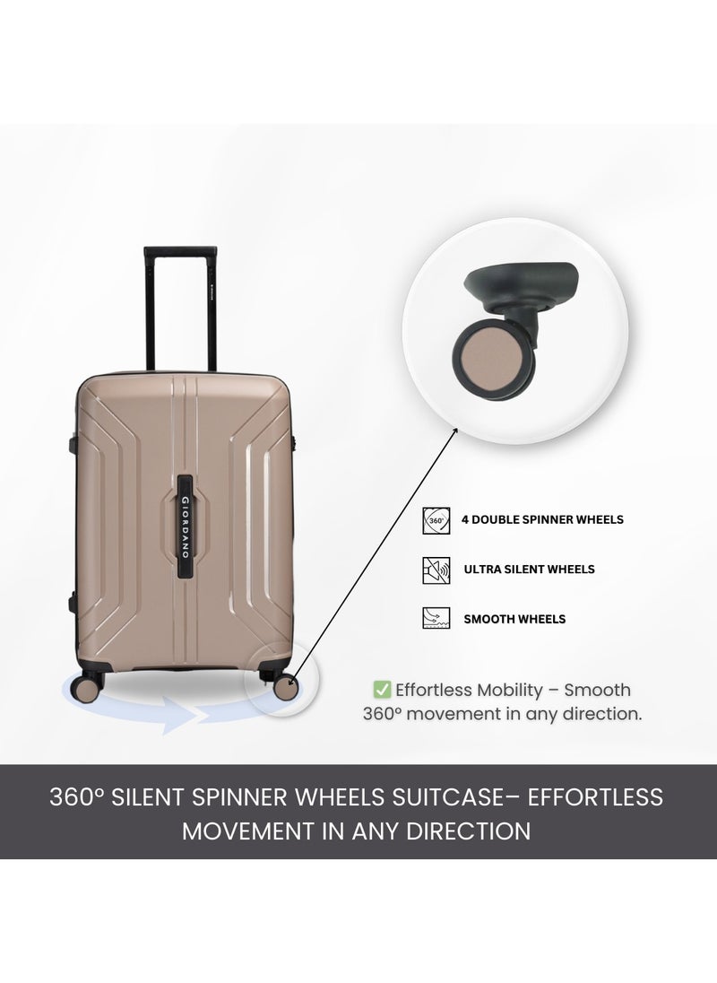 GIORDANO - Giordano Luggage Sets of 3 Hard Shell PP Durable Lightweight Carry on Travel Suitcase with Double Spinner Wheels, Secure Combination Lock Trolley Bag, Unbreakable Hardcase Suitcase Set Beige (S+M+L) - Image 1