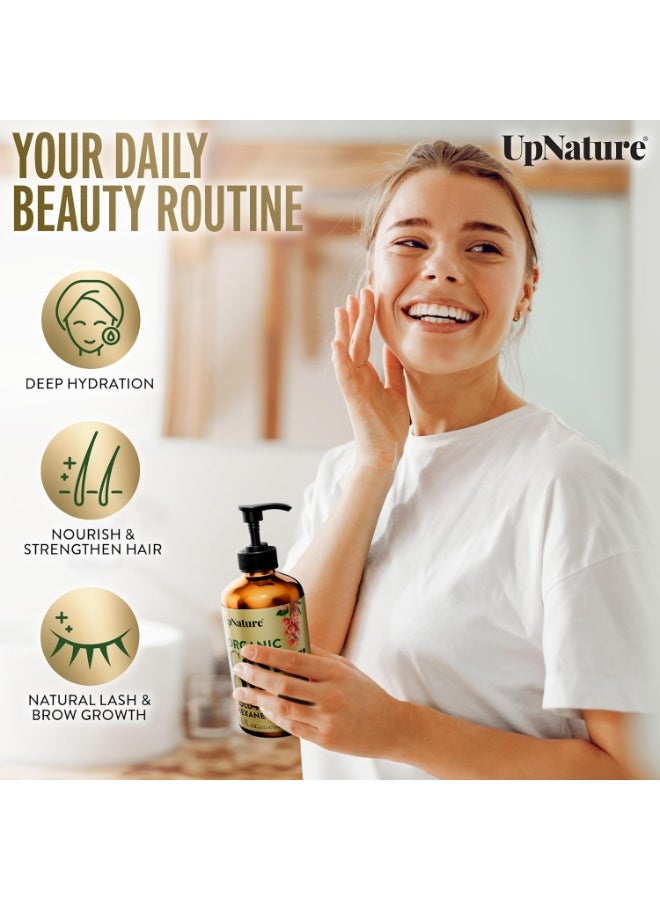 UpNature Organic Castor Oil in Glass Bottle (16 oz) 100% Pure Cold Pressed Unrefined Castor Oil for Hair Skin Face (Hexane Free) - Image 3