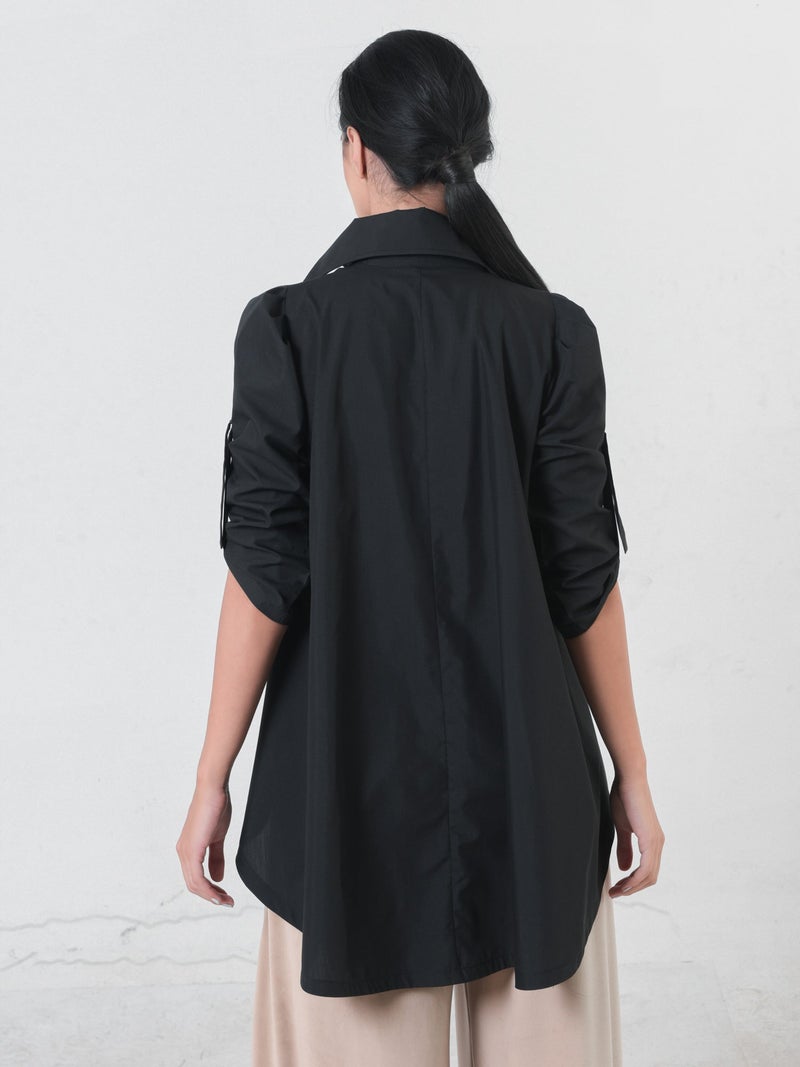 Metamorphoza Oversize Belted Shirt In Black - Image 4
