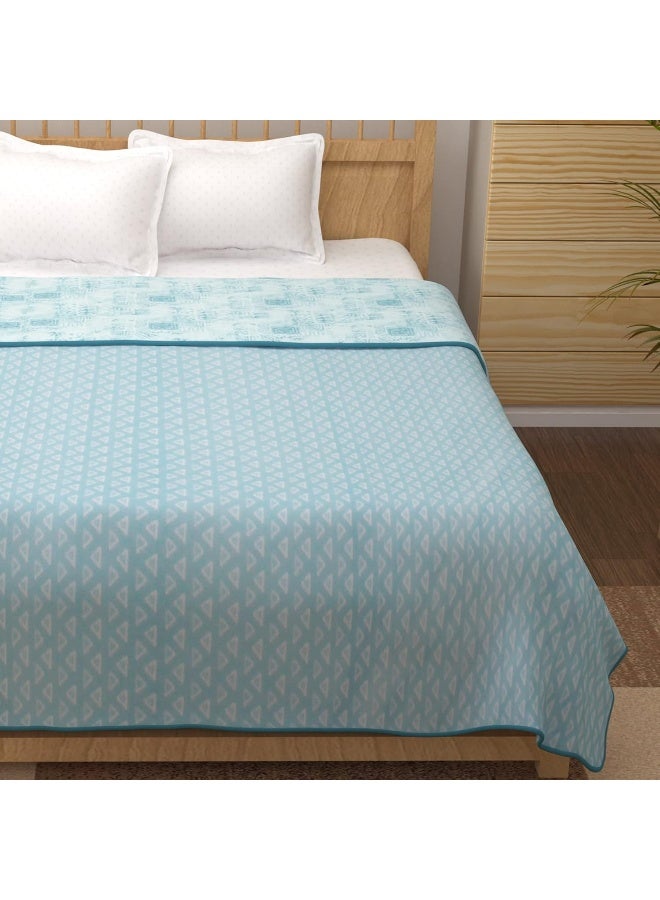 Story@Home Cotton 100% Cotton Reversible Dohar Double bed AC summer/blanket/quilt Double (White and Sky Blue, 94" x 88") - Image 4