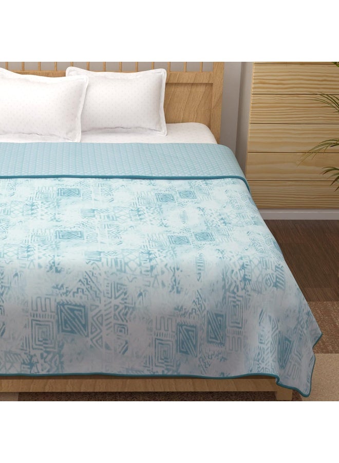 Story@Home Cotton 100% Cotton Reversible Dohar Double bed AC summer/blanket/quilt Double (White and Sky Blue, 94" x 88") - Image 2