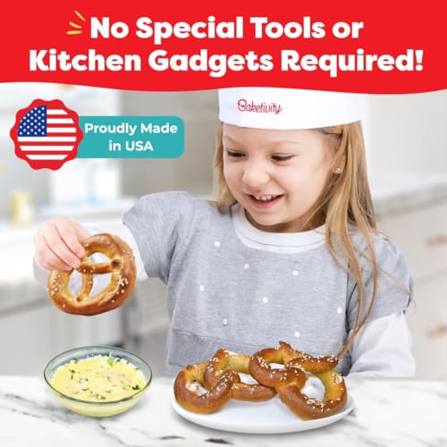 Baketivity Pretzel Making Kit - Real Cooking Set for Kids Ages 5-12+ with Recipe and Ingredients - Kids Baking Set for Girls & Boys - Great Gift for Family Bonding - Image 3