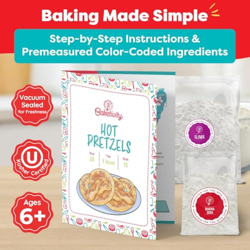 Baketivity Pretzel Making Kit - Real Cooking Set for Kids Ages 5-12+ with Recipe and Ingredients - Kids Baking Set for Girls & Boys - Great Gift for Family Bonding - Image 2