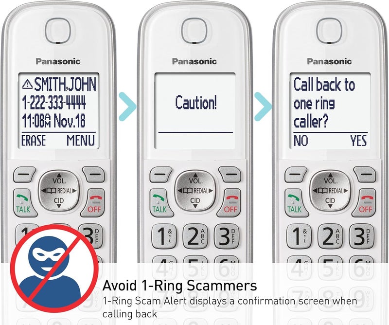 Panasonic Cordless Phone with Answering Machine Link2Cell Bluetooth Voice Assistant and Advanced Call Blocking Expandable System with 4 Handsets  KXTGD864W White - Image 5