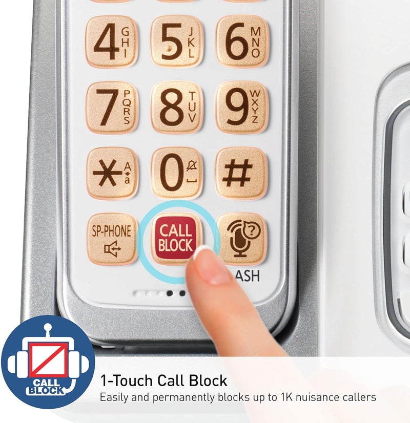 Panasonic Cordless Phone with Answering Machine Link2Cell Bluetooth Voice Assistant and Advanced Call Blocking Expandable System with 4 Handsets  KXTGD864W White - Image 4