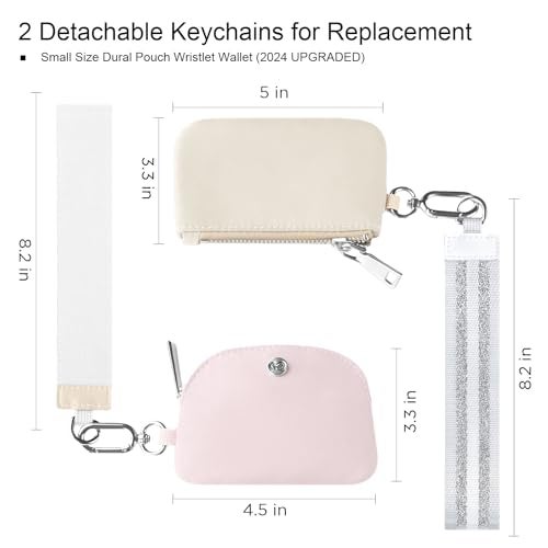 Babysun Mini Zip Around Dual Pouch Wristlet With 2 Straps Wristlet Keychain Wallet for Women Coin Purse Small Cute for Teen Girl - Image 2