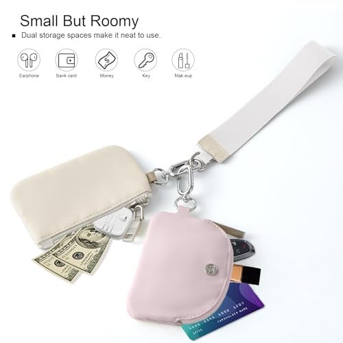 Babysun Mini Zip Around Dual Pouch Wristlet With 2 Straps Wristlet Keychain Wallet for Women Coin Purse Small Cute for Teen Girl - Image 3