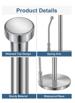 MIXDE Kitchen Paper Towel Holder Countertop, Stainless Steel Standing Paper Towel Organizer Roll Dispenser for Kitchen Home Table  - Image 4