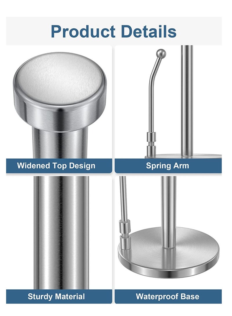 MIXDE Kitchen Paper Towel Holder Countertop, Stainless Steel Standing Paper Towel Organizer Roll Dispenser for Kitchen Home Table - Image 4