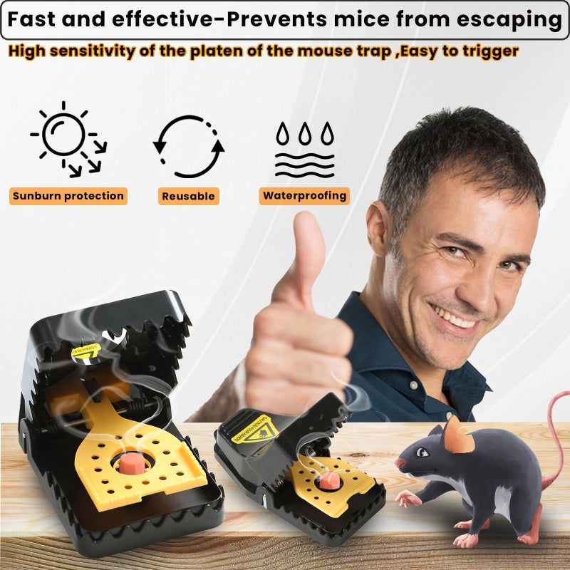 RGBRW Mouse Traps, Rat Trap Quick Effectively Best Mouse Trap, Reusable Plastic Mousetraps Used Indoor & Outdoor Mice Snap Traps for Basement/Garage/Attic Anywhere 9set(2L+6s+1*Clip) - Image 4