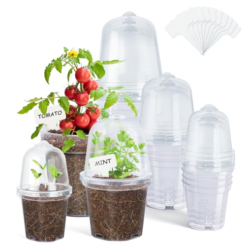 homenote Clear Nursery Pots for Plants,3/4/5 Inch Plant Pot for Planting with Humidity Domes Plastic Seedling with Drainage Holes Seed Starter Flower High Transparency (15 Pack) - Image 1