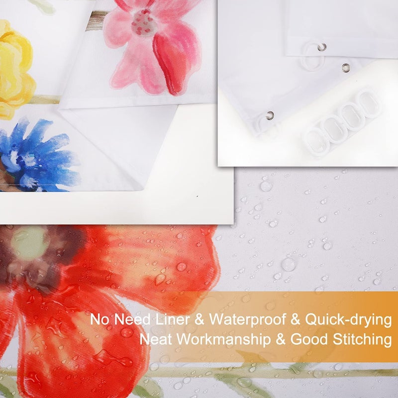 RosieLily RosieLily Stall Shower Curtain 36W x72H Inches Small Shower Curtain Floral Shower Curtains for Bathroom RV Narrow Flower Shower Curtains with 12 Hooks Short Half Shower Curtain Stall Size  - Image 5