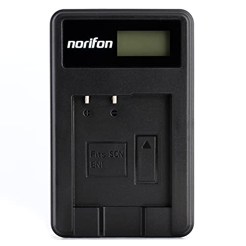 Norifon NP-BN1 LCD USB Charger for Sony Cyber-Shot DSC-T110, DSC-T99, DSC-TF1, DSC-TX30, DSC-TX20, DSC-TX200V, DSC-TX10, DSC-TX9, DSC-TX5, DSC-WX80, DSC-W620, DSC-WX9, DSC-WX150 Camera and More - Image 1