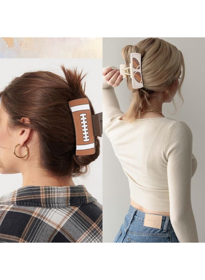 هابدو مشابك شعر كرة القدم، مشابك شعر مربعة جلدية، إكسسوارات حفلات ليوم المباراة، مجموعة مشابك شعر غربية مقاس 4 بوصات، هدايا ريفية للنساء والفتيات