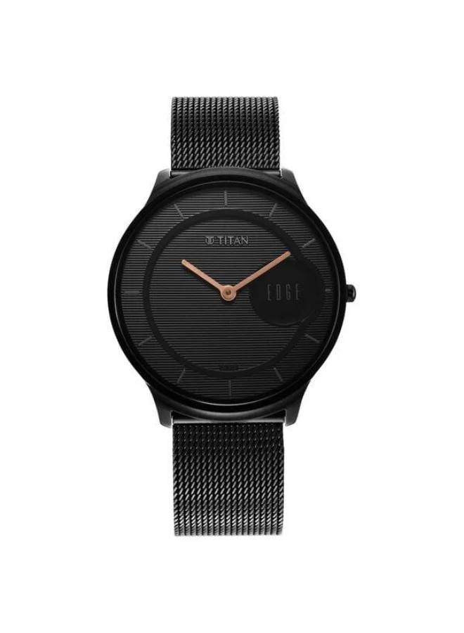 TITAN Edge Baseline Quartz Analog Black Dial Black Stainless Steel Strap Watch for Men - 1843NM02