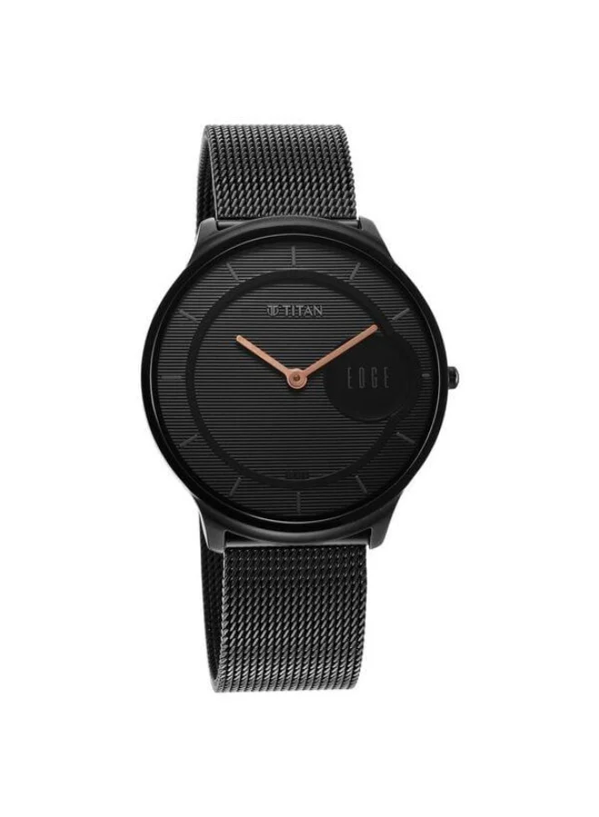 TITAN Edge Baseline Quartz Analog Black Dial Black Stainless Steel Strap Watch for Men - 1843NM02