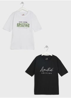 Girls Pack Of 2 Print T-Shirt Set