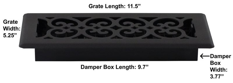 Decor Grates ST410-8 Scroll Design Floor Register, 4x10 Inches, Textured Black, 8 Pack - Image 3