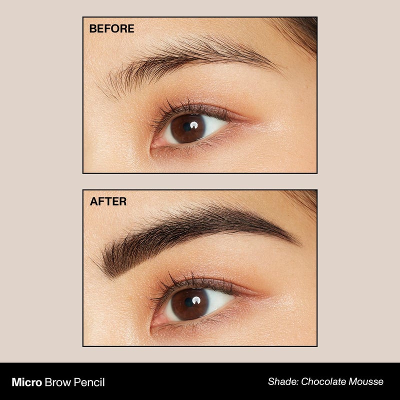 Morphe Micro Dual Eyebrow Pencil - Dual-Ended Brow Pencil Featuring a Retractable, Ultra-Precise, Pointed Tip - Richly Pigmented, Smooth-Gliding, Long-Lasting Wax Formula - Chocolate Mousse (0.003 oz) - Image 2
