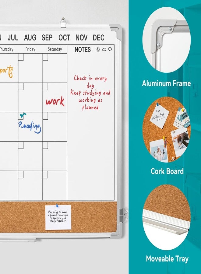 Lightwish Calendar Whiteboard for Wall,36" x 24" White Board Calendar Dry Erase with Silver Aluminum Frame,Double Side Wall Hanging Board for Office,Home,Kitchen - Image 4