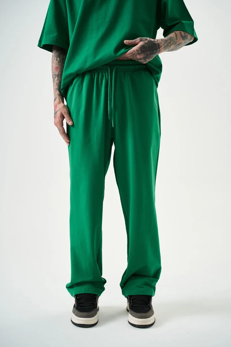 RESPIRE Men's Basic Baggy Sweatpants, Benetton Green