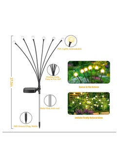 Golden Solar Garden Lights 4Pack, New Upgraded 24LED Solar Lights Outdoor Waterproof, Swaying Solar Powered Firefly Lights,Garden Gift for Pathway Patio Walkway Yard Decorations,  Warm White  - Image 2