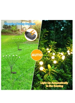 Golden Solar Garden Lights 4Pack, New Upgraded 24LED Solar Lights Outdoor Waterproof, Swaying Solar Powered Firefly Lights,Garden Gift for Pathway Patio Walkway Yard Decorations,  Warm White  - Image 3