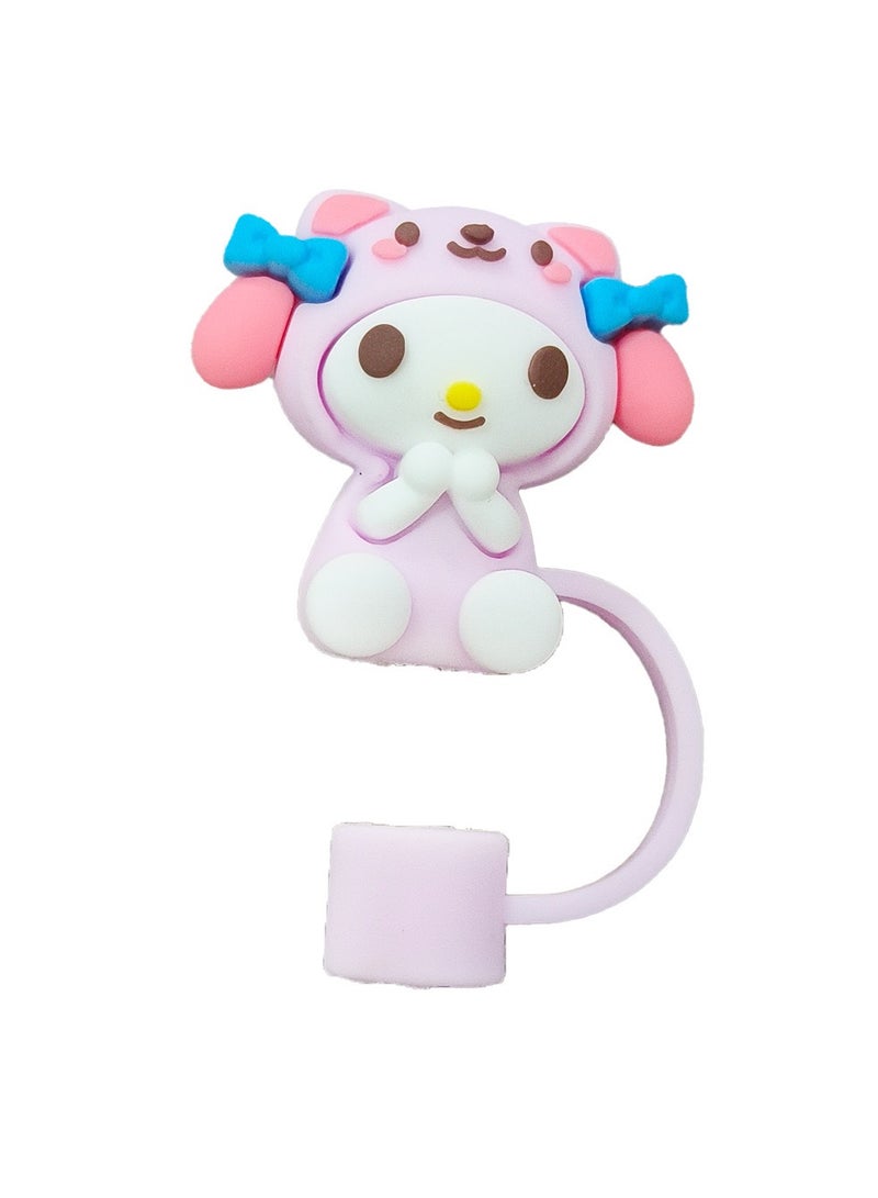 4pcs /set 10mm straw covers cap compatible with 30&40 oz tumble cartoon characters kuromi kitty melody characters straw toppers reusable dust proof straw caps - Image 3