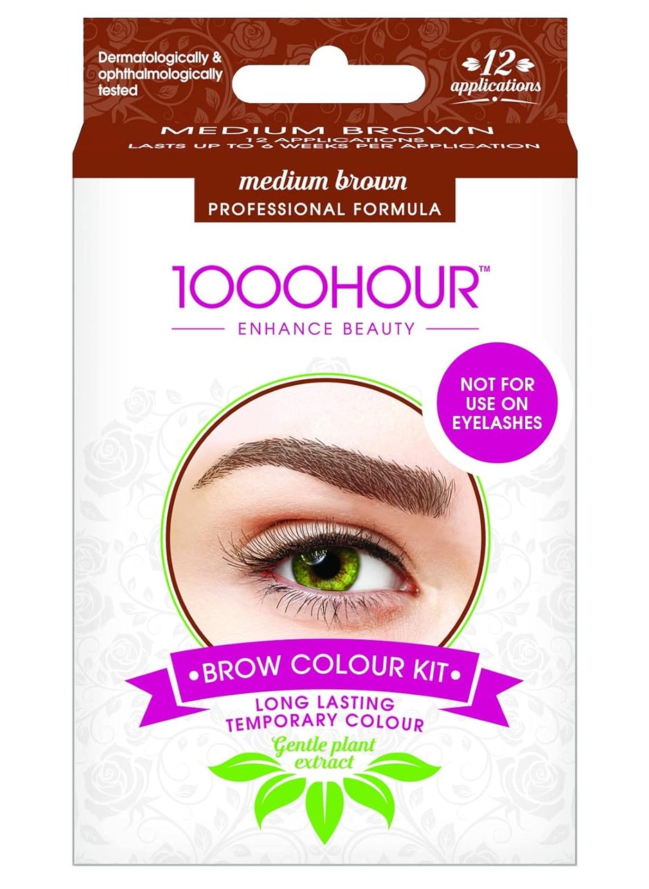 1000Hour 1000 Hour Professional Formula Brow Color Kit - Defined Brows with a Long-Lasting Formula with Eyebrow Mascara - Brow Gel for BROWS ONLY that Last Up To 6 Weeks with 12 Application - Medium Brown 