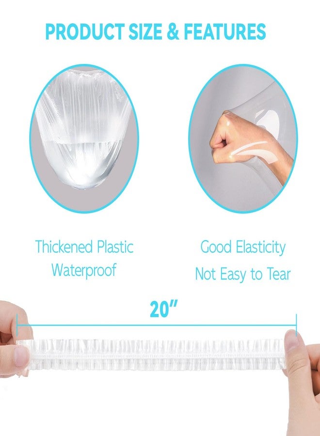 Ortarco 100PCS Large Disposable Shower Caps for Women reusable waterproof, 20" Plastic Deep Conditioning Hair Cap for Shower, Multi-use Thick Elastic Clear Shower Cap for Home Salon Hotel and Travel - Image 2
