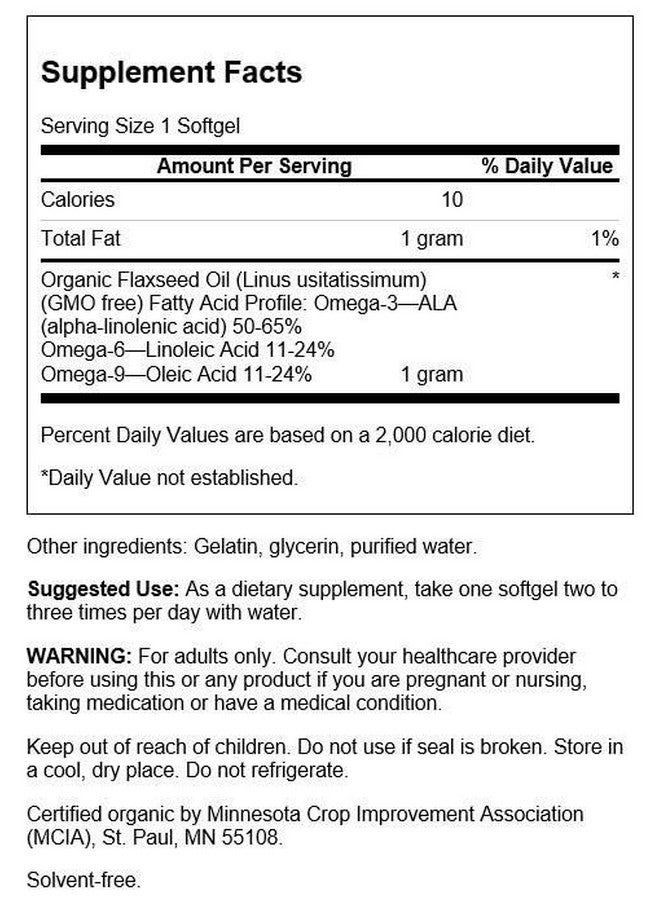 Swanson Flaxseed Oil (Omegatru) 1000 Milligrams 100 Sgels - Image 2