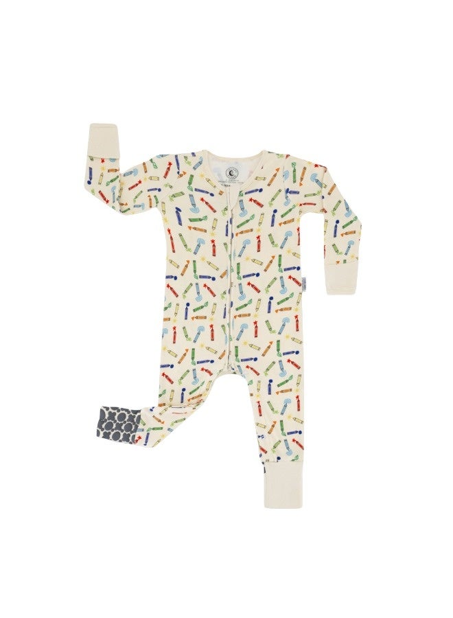 Lullaby Bloom Premium 100% Certified Organic Cotton Baby Essential Infant Sleepsuit Romper for Baby Girls and Boys Unisex Crayons - 6-9 Months