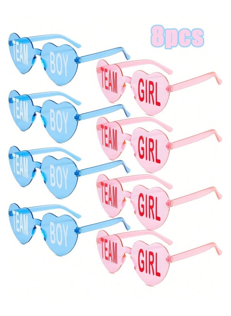 طقم إكسسوارات حفلات مرحة، مكون من 4 أكواب وردية اللون "فريق الفتيات" و4 أكواب زرقاء اللون "فريق الصبي"، مثالية لاحتفالات الكشف عن جنس المولود. - Image 1