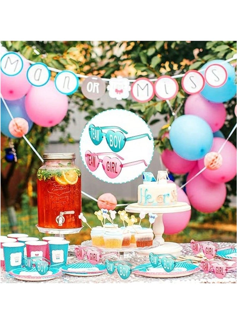 طقم إكسسوارات حفلات مرحة، مكون من 4 أكواب وردية اللون "فريق الفتيات" و4 أكواب زرقاء اللون "فريق الصبي"، مثالية لاحتفالات الكشف عن جنس المولود. - Image 2
