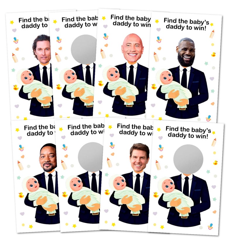RokAPary Who is The Babys Daddy Baby Shower Scratch Off Game Easy to Play Silly Games Funny Idea Ice Breaker Activity Raffle Cards Set of 40 Cards Made in USA - Image 2