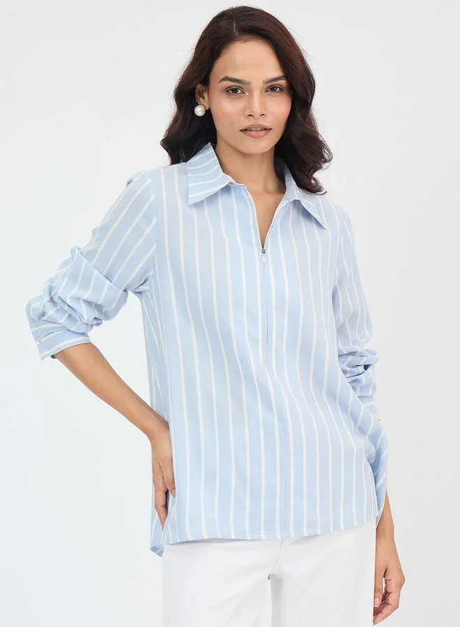 فيميلا بلوزة مخططة بأكمام طويلة